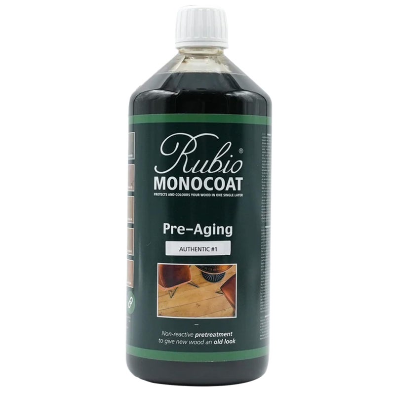 Rubio Monocoat Pre-Aging Wood Pre-Treatment, 200 ftÂ² - Authentic 1 | Non-Reactive Water-Based Wood Stain | Aged Look for All Indoor Wooden Surfaces & Furniture | Use with Oil Plus 2C | 1 Liter - Image 1